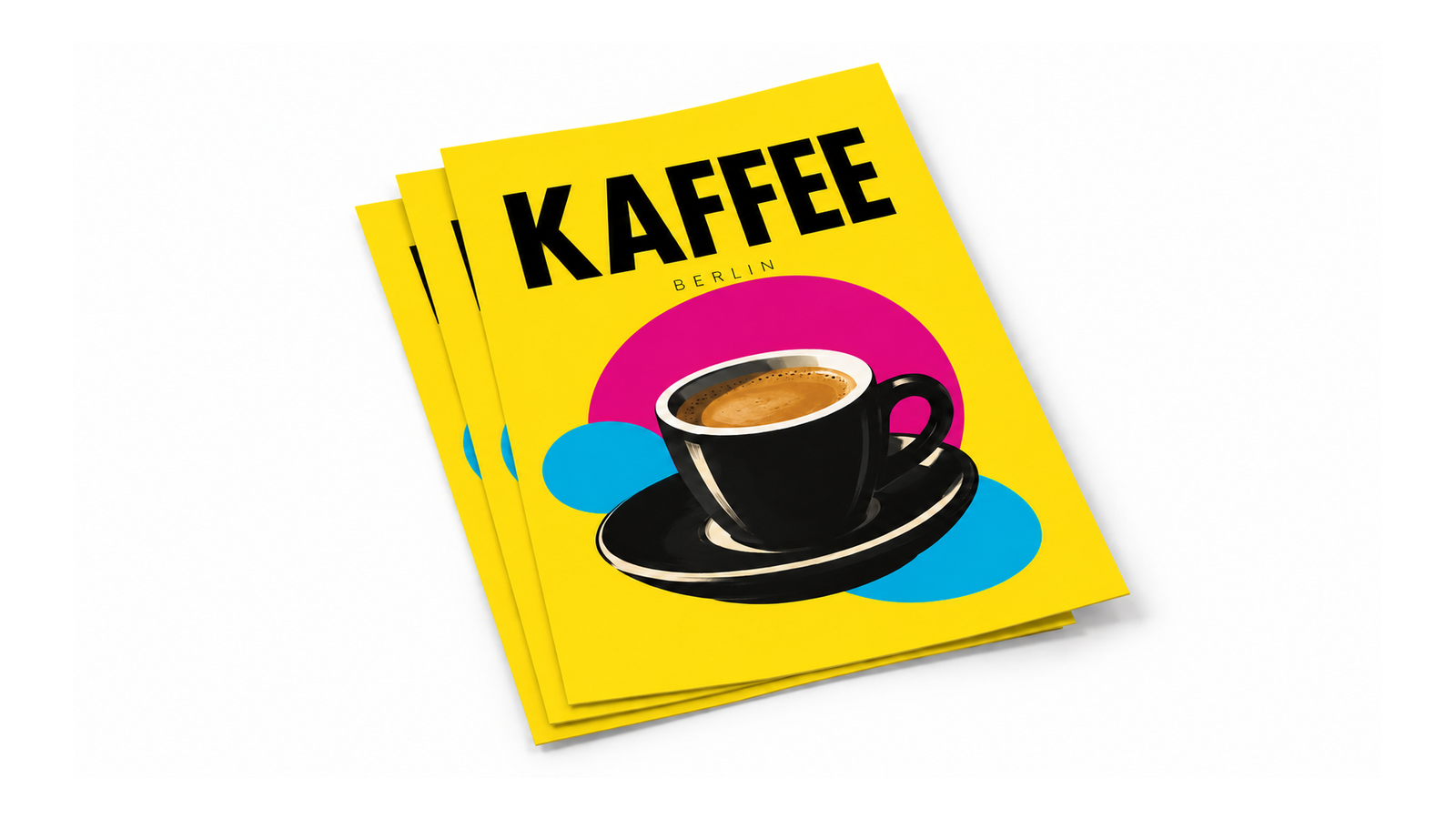DIN-A3-Poster mit KAFFEE-BERLIN-Motiv in Cyan, Magenta, Gelb und Schwarz