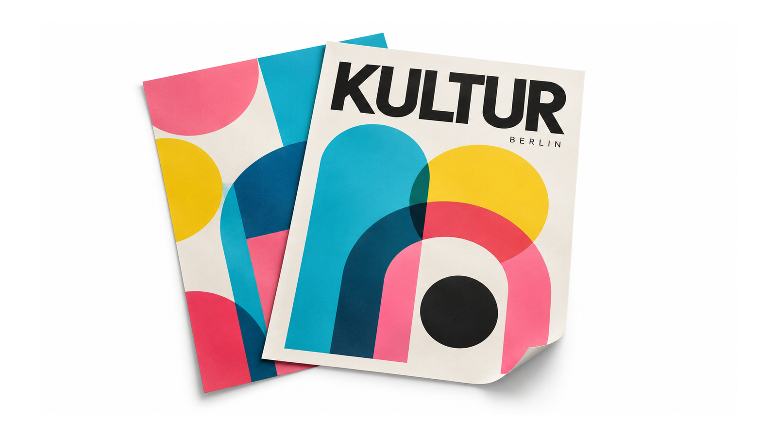 Zwei Classic-Poster mit KULTUR-BERLIN-Motiv in Cyan, Magenta, Gelb und Schwarz